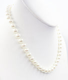 Glowing Lovely Faux Pearl Necklace with Four Petal Flower Round Filagree Box Clasp
