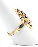 Stunning Peach Glass Stone Marcasite Travel Prom Wedding Big Statement Ring set in Gold Tone Metal