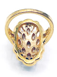 Stunning Peach Glass Stone Marcasite Travel Prom Wedding Big Statement Ring set in Gold Tone Metal