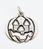 Fun Jack-o-Lantern Halloween Pendant of Silver-tone Metal