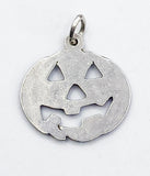 Fun Jack-o-Lantern Halloween Pendant of Silver-tone Metal