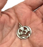 Fun Jack-o-Lantern Halloween Pendant of Silver-tone Metal