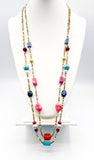 Colorful CHICO'S Natural and Faux Stones Freshwater Pearls and Beads Double-Strand Necklace