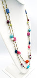 Colorful CHICO'S Natural and Faux Stones Freshwater Pearls and Beads Double-Strand Necklace