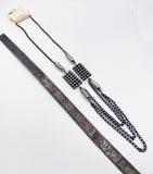 Cool Steampunk Black and Silver-Tone Metal with Rhinestone Web Panels Necklace NEW