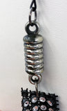 Cool Steampunk Black and Silver-Tone Metal with Rhinestone Web Panels Necklace NEW