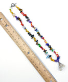 Fun Gold Accent Trichus Shell Pendant on Amethyst Tigers Eye Quartz and Glass Carnival Bead Necklace