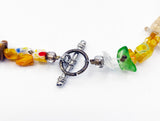 Fun Gold Accent Trichus Shell Pendant on Amethyst Tigers Eye Quartz and Glass Carnival Bead Necklace