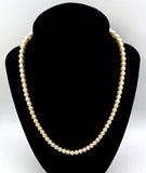 Sturdy Glowing Faux Pearl Necklace strung on Gold-Tone Metal Chain with Patented Clasp