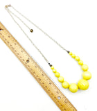 Cheery Chunky Faceted Yellow Beads on Silver Tone Chain Spring Summer Vintage Necklace