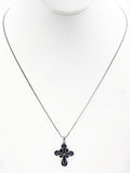 Ornate Sterling Silver Filigree Cross on a Silver Tone Metal MONET S Chain Patented Clasp
