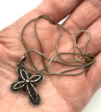 Ornate Sterling Silver Filigree Cross on a Silver Tone Metal MONET S Chain Patented Clasp