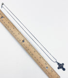 Ornate Sterling Silver Filigree Cross on a Silver Tone Metal MONET S Chain Patented Clasp