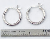 Classic Sterling Textured Medium Size Hoop Earrings made in Thailand