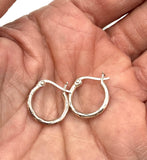Classic Sterling Textured Medium Size Hoop Earrings made in Thailand