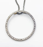 Sturdy Minimalist PRIME ART & JEWEL Infinity Circle Pendant of Sterling Silver with Diamond on SHB SilverTone Chain Eyeglasses Holder