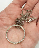 Sturdy Minimalist PRIME ART & JEWEL Infinity Circle Pendant of Sterling Silver with Diamond on SHB SilverTone Chain Eyeglasses Holder