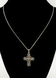 Ornate Sterling Silver Filigree Cross on a Silver Tone Metal MONET S Chain Patented Clasp