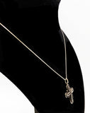 Ornate Sterling Silver Filigree Cross on a Silver Tone Metal MONET S Chain Patented Clasp
