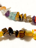 Fun Gold Accent Trichus Shell Pendant on Amethyst Tigers Eye Quartz and Glass Carnival Bead Necklace