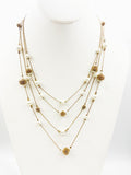 Romantic AVENUE Four Strand Necklace of Faux Pearls and GoldTone Beads