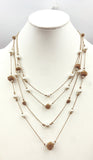 Romantic AVENUE Four Strand Necklace of Faux Pearls and GoldTone Beads