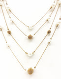 Romantic AVENUE Four Strand Necklace of Faux Pearls and GoldTone Beads