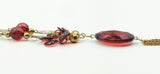 Swinging Super Long Gold Tone Chain and Maroon Beads Necklace