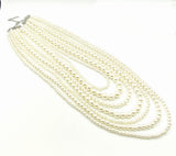 Luscious Seven Strand Cascading Faux Pearl Necklace