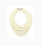 Luscious Seven Strand Cascading Faux Pearl Necklace