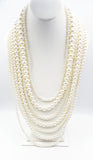 Luscious Seven Strand Cascading Faux Pearl Necklace
