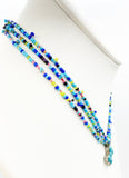Spiritual Triple Strand Beaded Necklace with Greek Cross