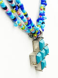Spiritual Triple Strand Beaded Necklace with Greek Cross