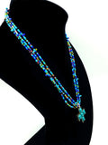 Spiritual Triple Strand Beaded Necklace with Greek Cross