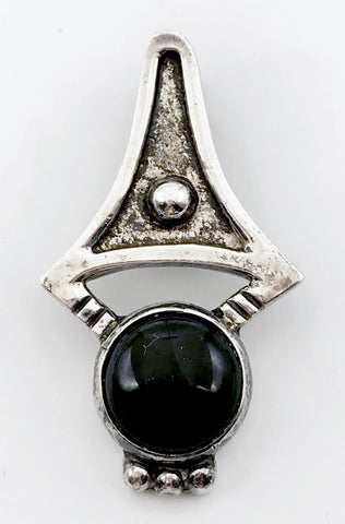 Intriguing Black Onyx and Sterling Pendant