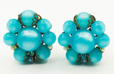 Mystic 1950s Turquoise Bead Clip-On Earrings with Rhinestone Accents