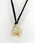 Mystic Iridescent White Quartz Druzy Geode Pendant on Soft Suede Leather Necklace