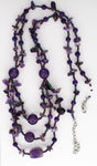 Gorgeous Amethyst Necklace, with Tiny Iridescent Multi-Color Beads