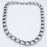 Curved Oval Link Necklace in SilverTone Metal