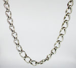 Curved Oval Link Necklace in SilverTone Metal