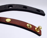 Leather Choker with Gold-Tone, Four-Petal Flower Accents, Adjustable Black & Brown