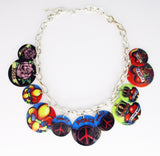 Boho Vintage Necklace of Painted Shell Discs