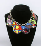 Boho Vintage Necklace of Painted Shell Discs