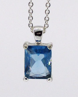 Blue Glass Pendant on Silver-Tone Necklace