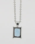 Blue Glass Pendant on Silver-Tone Necklace