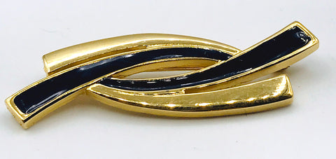 Classy Black and Gold Vintage MONET Classic Pin Minimalist Brooch