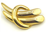 Shining Double Tusk inside Circle Unusual Gold-Tone Brooch Pin