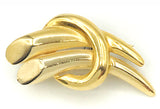 Shining Double Tusk inside Circle Unusual Gold-Tone Brooch Pin
