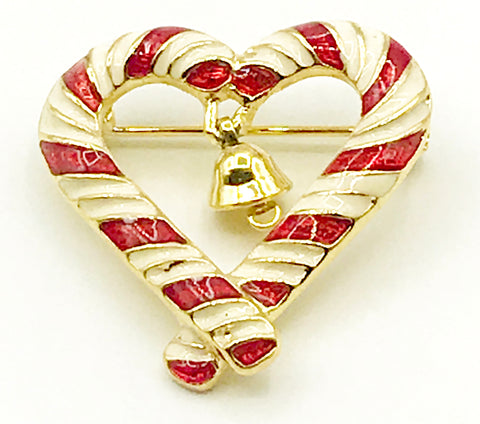 Sweet OLIT Candy Cane Heart Pin with Bell