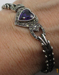 Sterling V-Link Cut Purple Crystal and Marcasite Bracelet MC 925